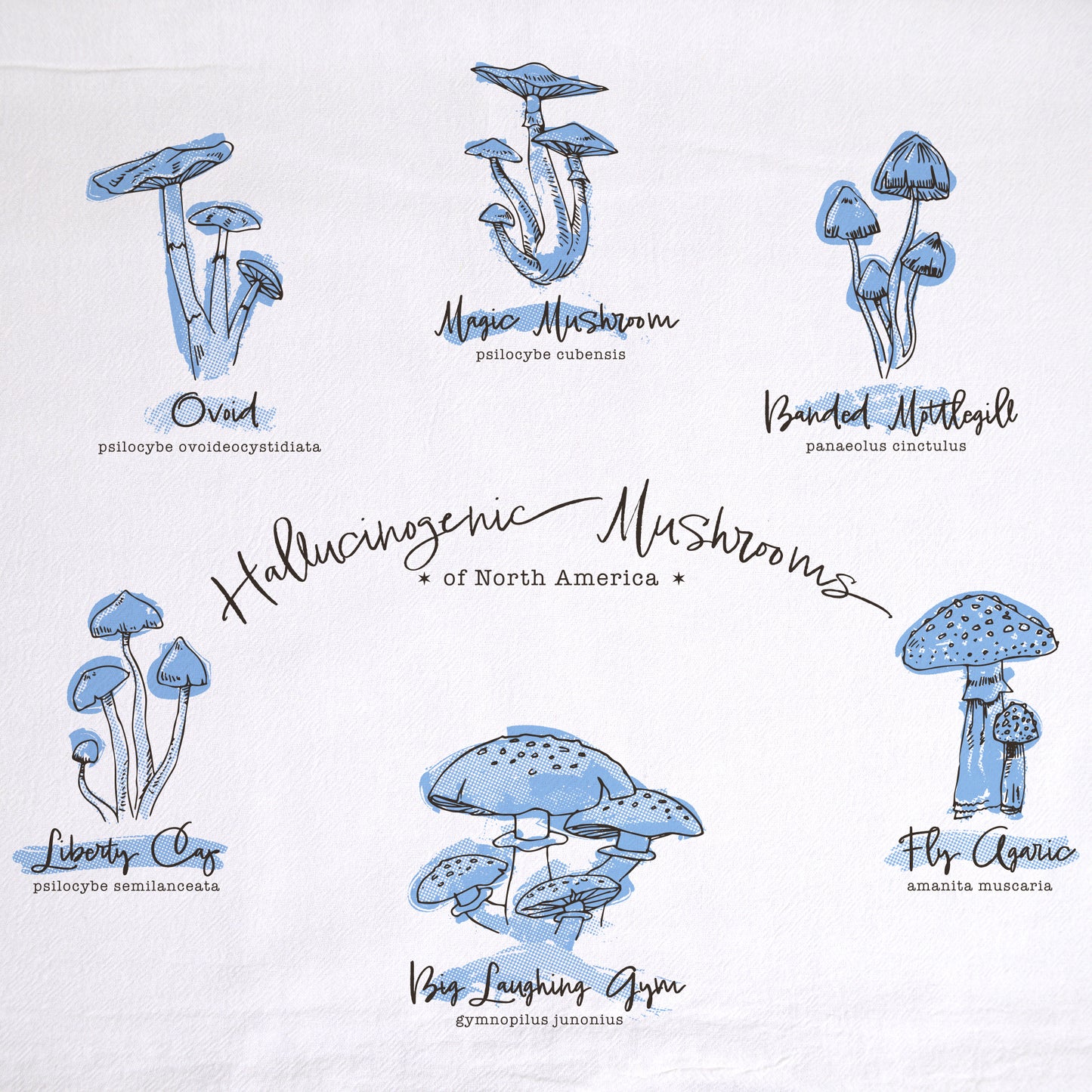 Hallucinogenic Mushrooms Tea Towel