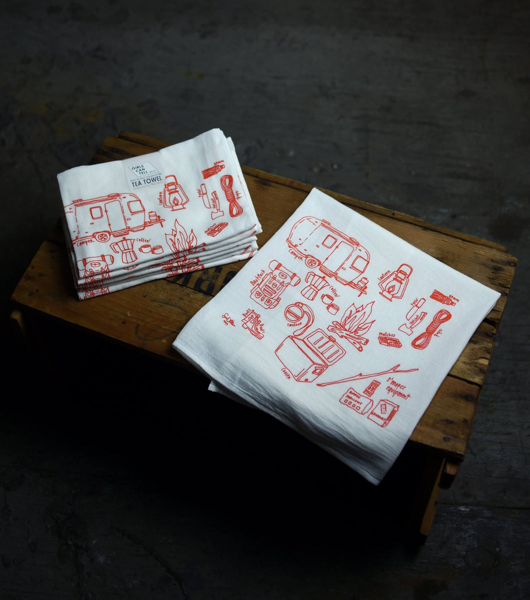 ⛺ Camping Tea Towel Girls Can Tell