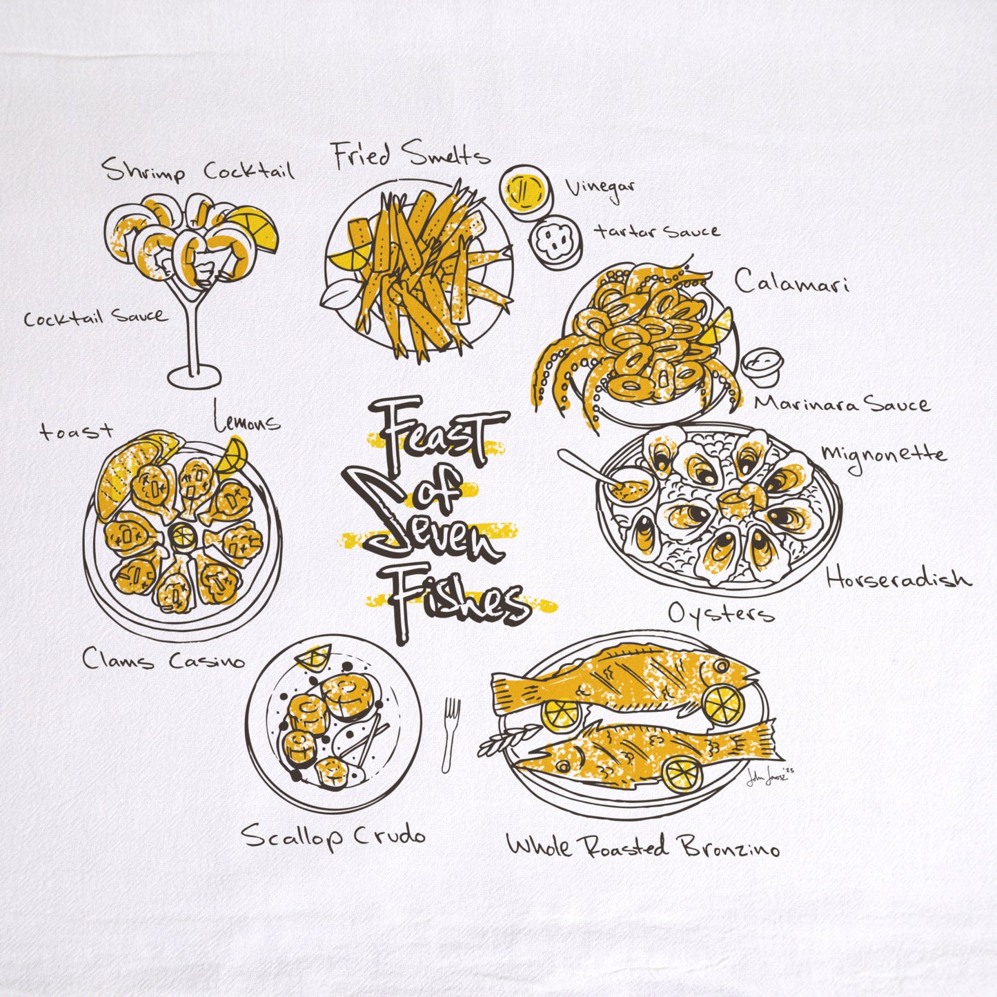 Seven Fishes Tea Towel