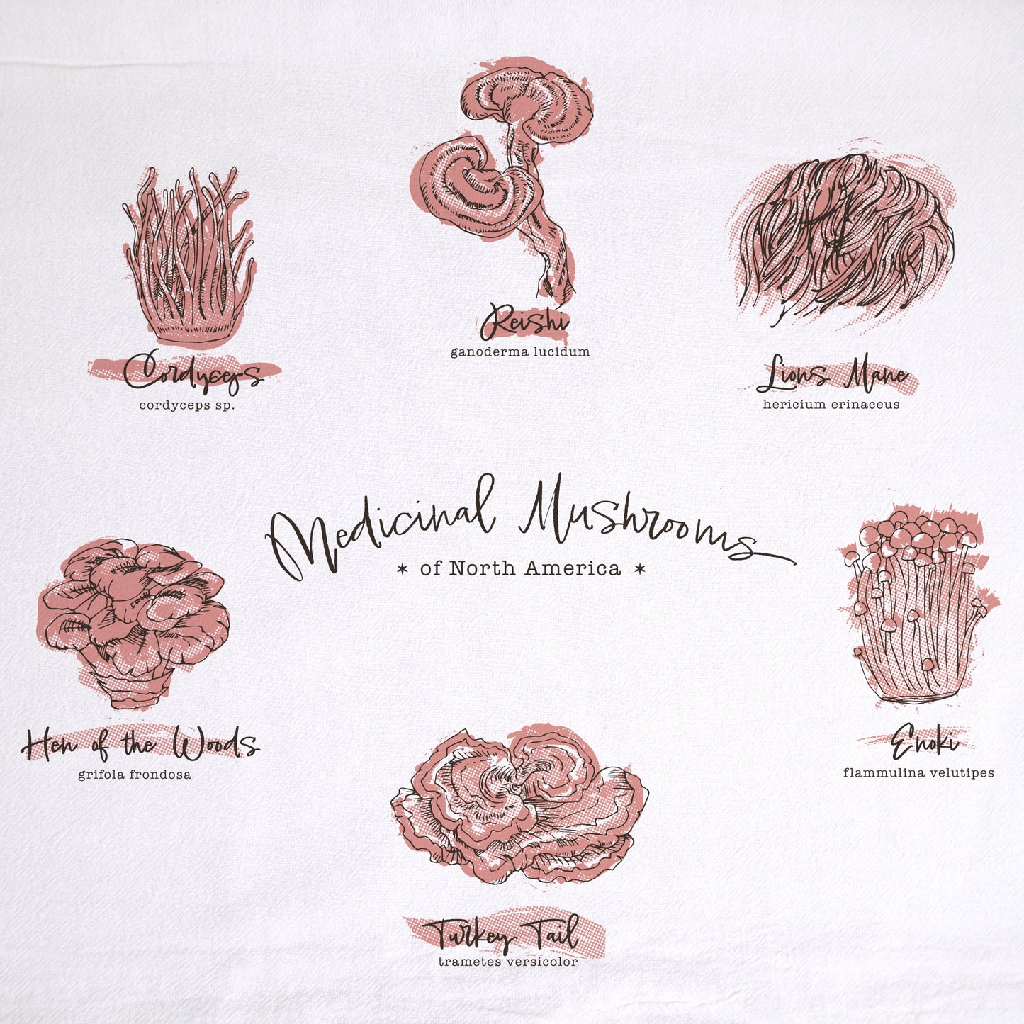 Medicinal Mushrooms Tea Towel