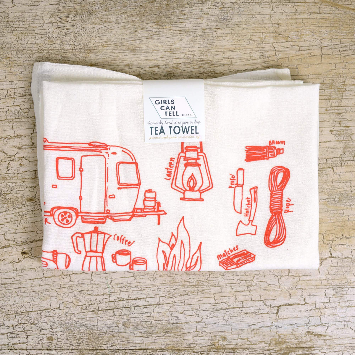 ⛺ Camping Tea Towel Girls Can Tell