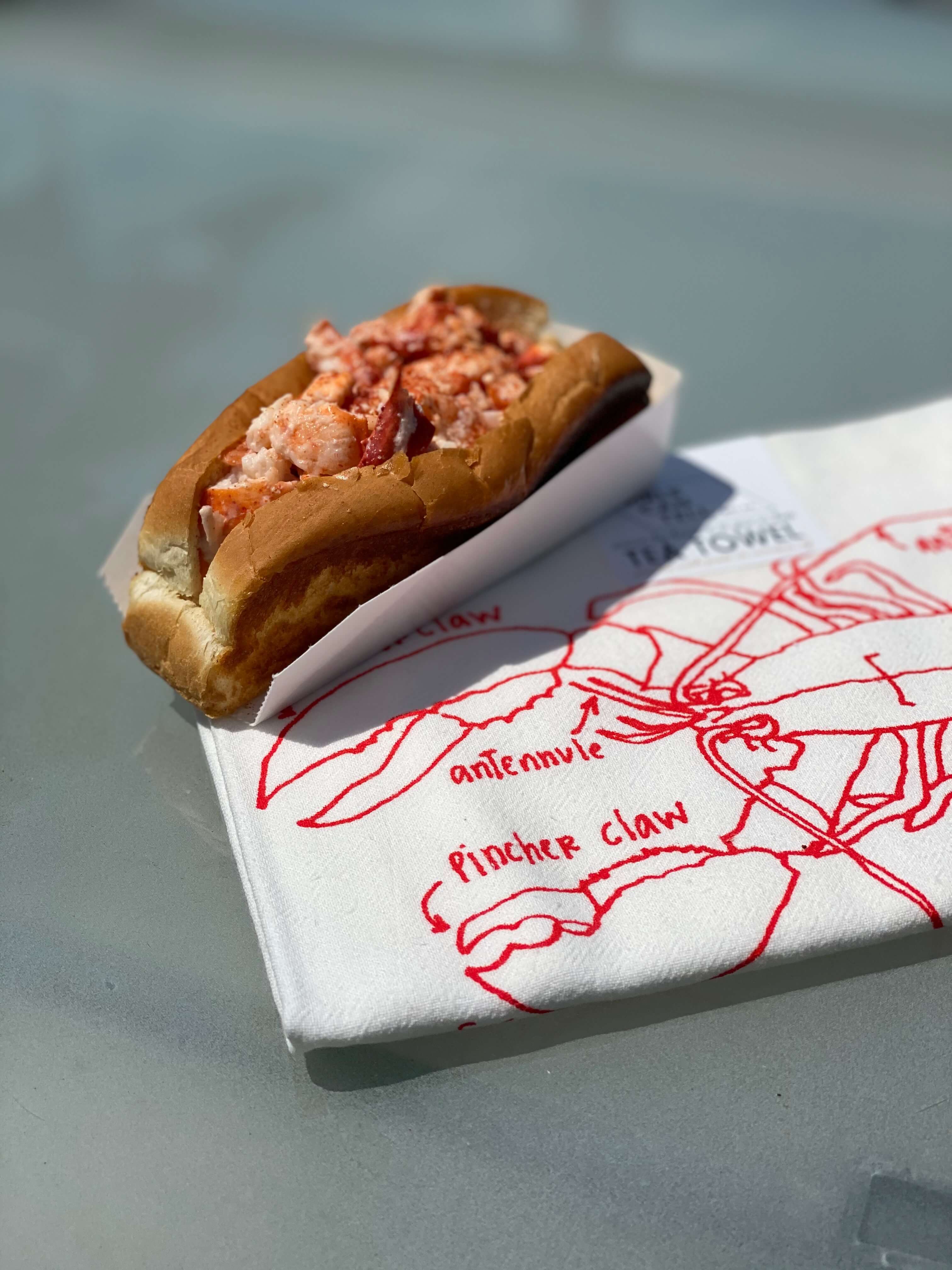 lobster tea towel with sandwich