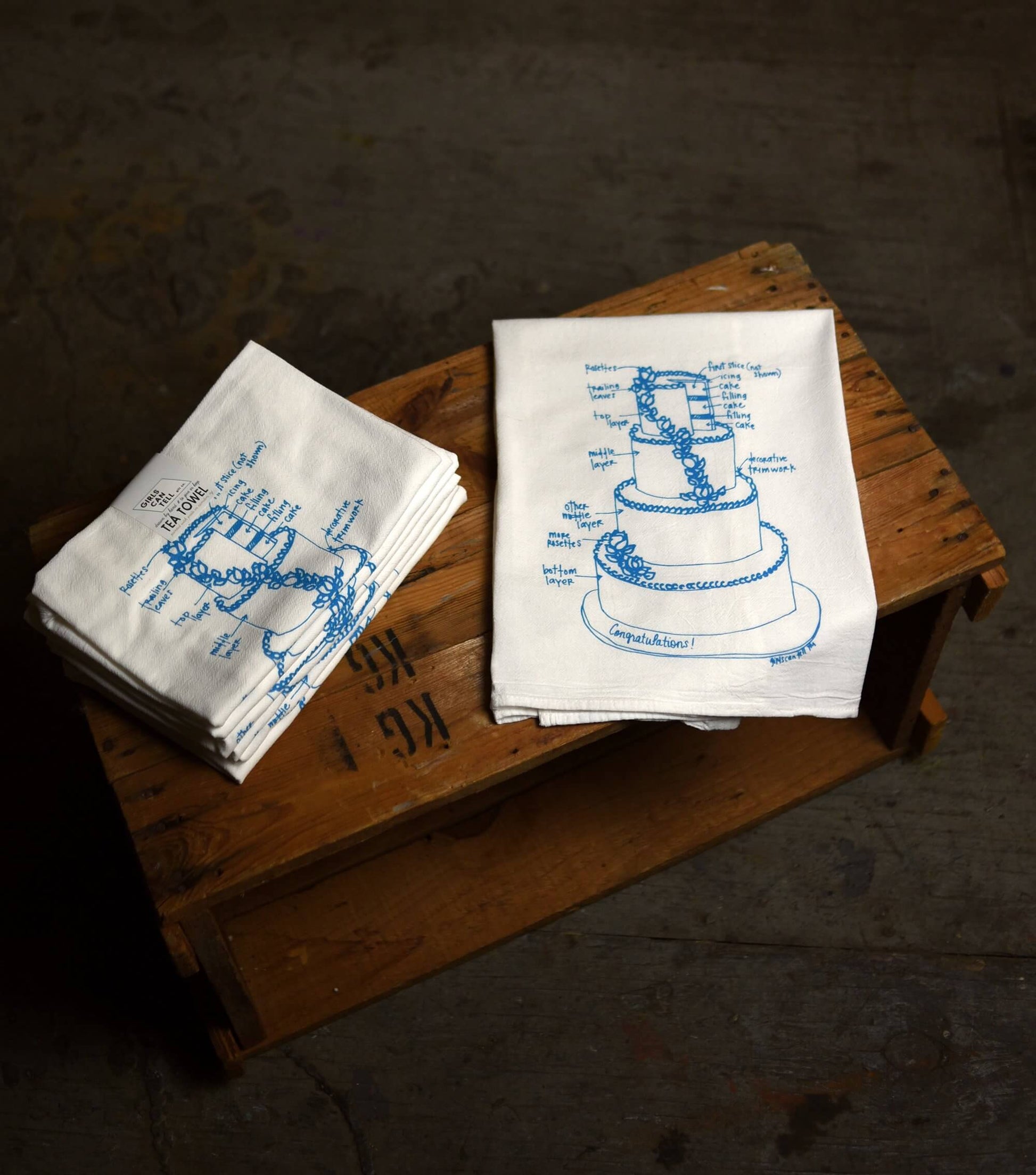 wedding cake tea towel